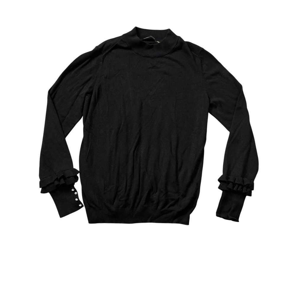 Ivanka Trump Black Large Mock Neck Sweater‎ Rayon Blend Long Sleeve